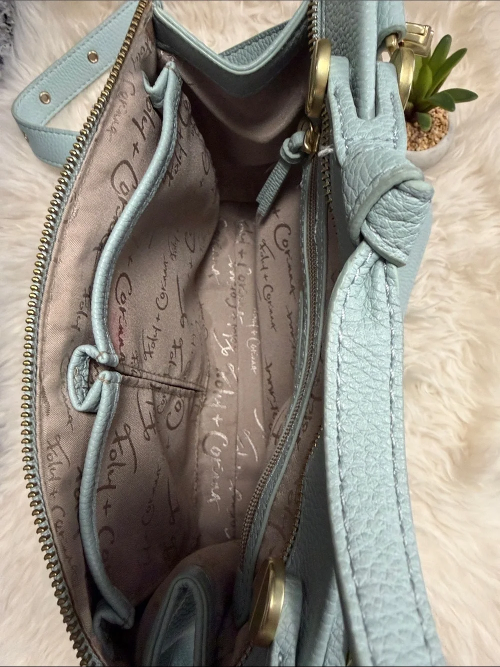 Foley + Corinna Dione Satchel Shoulder Crossbody or Hand Bag Blue Vegan Nwot